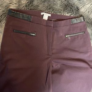 H&M Red Skinny Pants Leather Waist Size 6